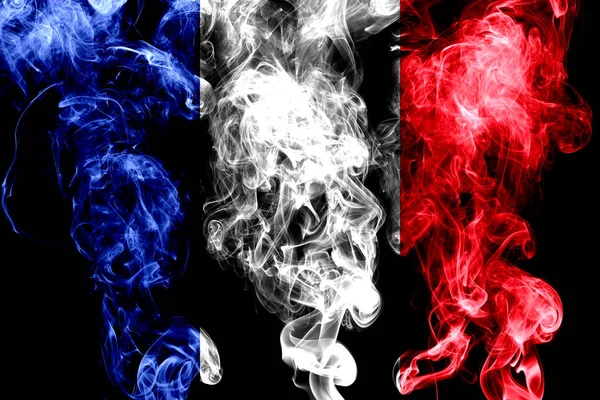 Nationale Vlag Van Frankrijk Gemaakt Van Gekleurde Rook Geïsoleerd Zwarte — Stockfoto