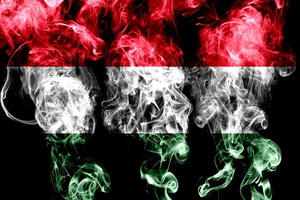 National Flag Hungary Made Colored Smoke Isolated Black Background — Stock Photo, Image