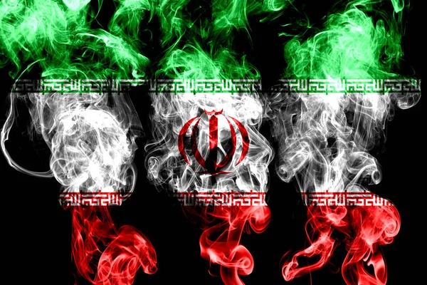 Bandera Nacional Irán Hecha Humo Color Aislado Sobre Fondo Negro — Foto de Stock