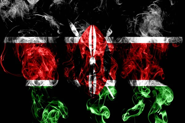 肯尼亚国旗由黑色背景的有色烟雾制成 — 图库照片