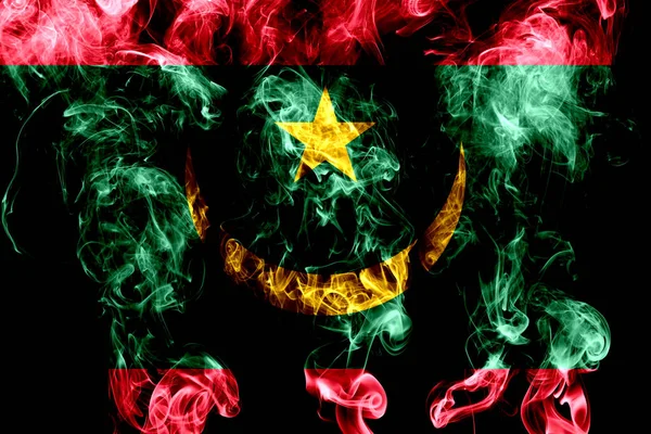 National Flag Mauritania Made Colored Smoke Isolated Black Background — Stock Photo, Image
