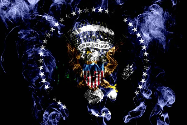 National Flag President United States Made Colored Smoke Isolated Black — Stock Photo, Image