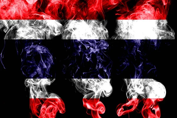 Bandeira Nacional Tailândia Feita Fumaça Colorida Isolada Fundo Preto — Fotografia de Stock