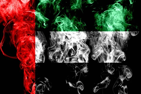 Egyesült Arab Emírségek Zászlaja Készült Színes Füst Elszigetelt Fekete Háttér — Stock Fotó