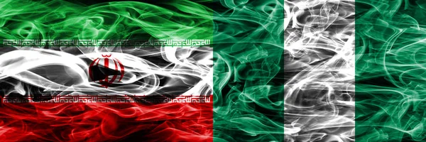 Iran Nigeria Rauchfahnen Nebeneinander Aufgestellt Dicke Seidige Rauchfahnen Aus Dem — Stockfoto