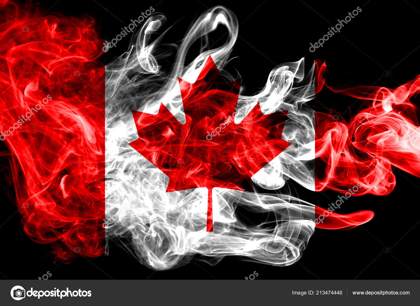 National Flag Canada Made Colored Smoke Isolated Black Background