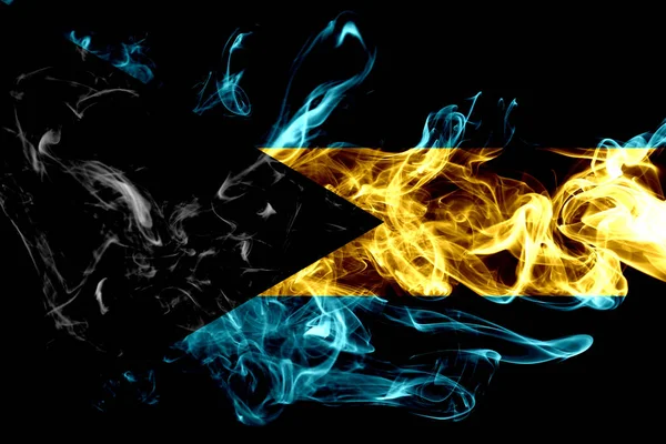 Государственный Флаг Багамских Островов Сделан Цветного Дыма Изолированного Черном Фоне — стоковое фото