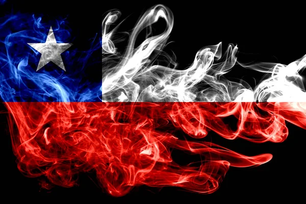 チリの国旗は 黒の背景に分離された色の煙から作られました 抽象的な絹のような波の背景 — ストック写真