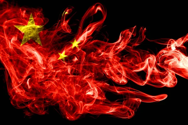 Bandiera Nazionale Della Cina Fatta Fumo Colorato Isolato Sfondo Nero — Foto Stock