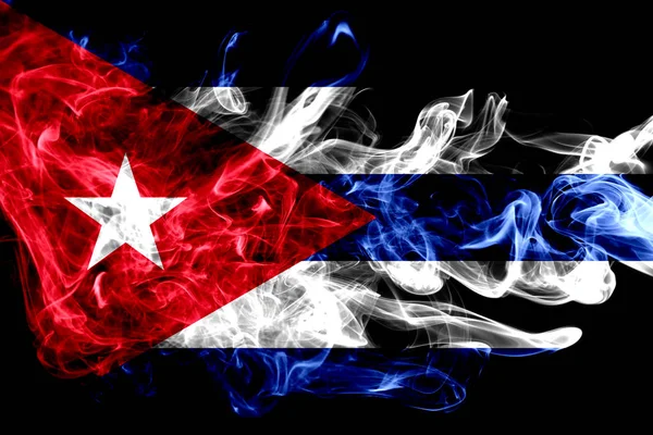 Nationale Vlag Van Cuba Gemaakt Van Gekleurde Rook Geïsoleerd Zwarte — Stockfoto