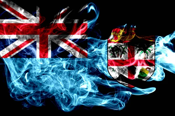 National Flag Fiji Made Colored Smoke Isolated Black Background Abstract — Stock Photo, Image