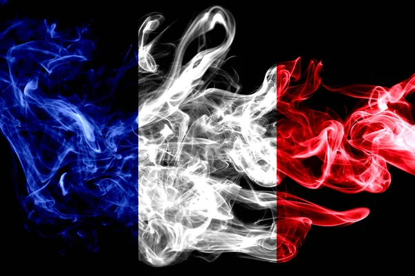 Bandeira Nacional França Feita Fumaça Colorida Isolada Fundo Preto Abstrato — Fotografia de Stock
