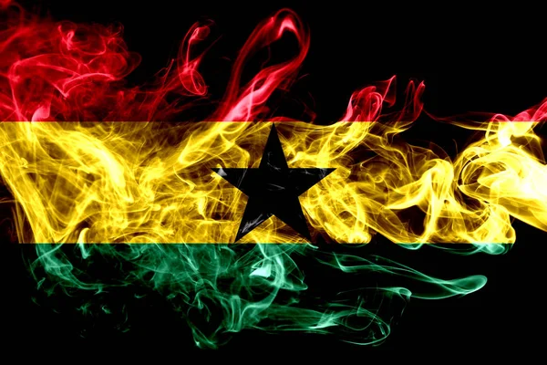 Ghána Zászlaja Készült Színes Füst Elszigetelt Fekete Háttér Háttér Absztrakt — Stock Fotó
