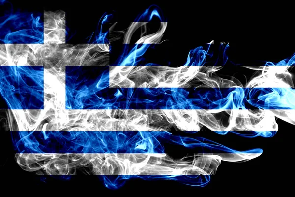 Bandera Nacional Grecia Hecha Humo Color Aislado Sobre Fondo Negro — Foto de Stock