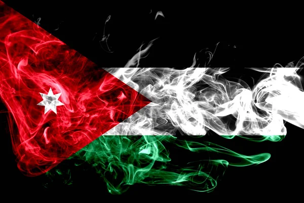 Jordanian Lippu Valmistettu Mustalla Pohjalla Eristetystä Värillisestä Savusta Abstrakti Silkkinen — kuvapankkivalokuva