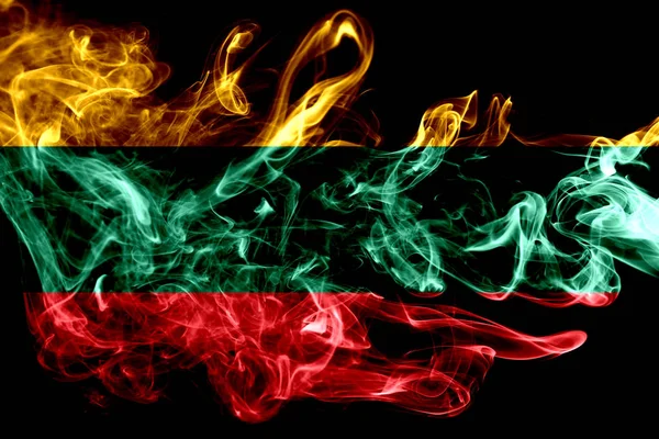 Nationalflagge Litauens Aus Farbigem Rauch Isoliert Auf Schwarzem Hintergrund Abstrakte — Stockfoto