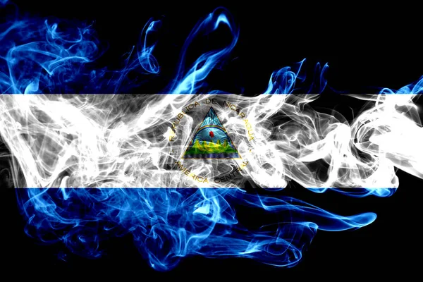 Εθνική Σημαία Της Νικαράγουας Κατασκευασμένα Από Χρωματιστό Καπνού Που Απομονώνονται — Φωτογραφία Αρχείου
