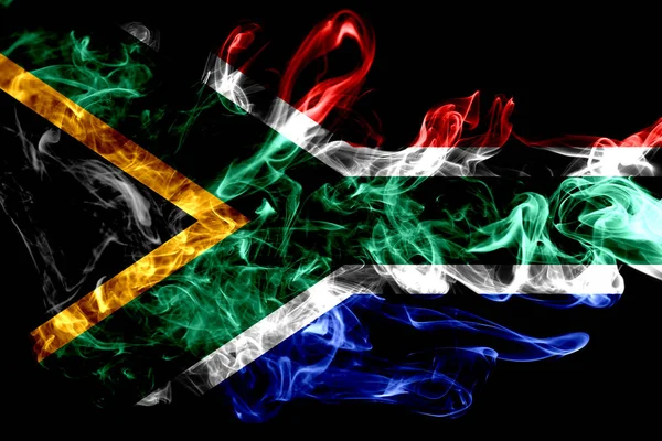 National Flag South Africa Made Colored Smoke Isolated Black Background — Stock Photo, Image