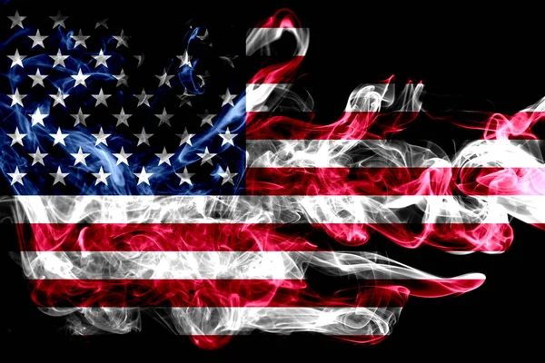 Amerika Birleşik Devletleri Nin Ulusal Bayrak Renkli Duman Siyah Arka — Stok fotoğraf
