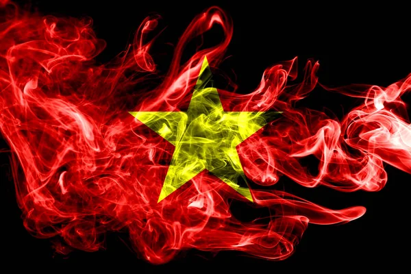 National Flag Vietnam Made Colored Smoke Isolated Black Background Abstract — Stock Photo, Image