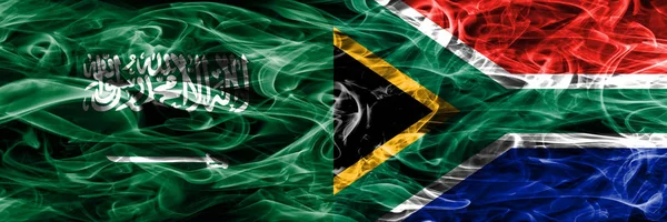 Szaúd Arábia Dél Afrika Füst Zászlók Egymás Mellé Vastag Színes — Stock Fotó