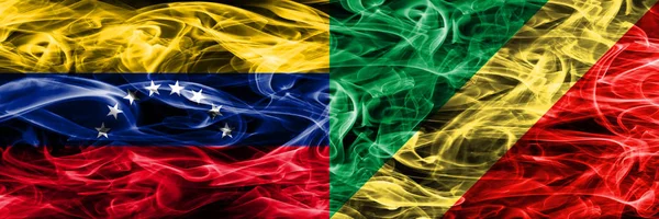 Venezuela Congo Colorful Concept Smoke Flags Placed Side Side — Stock Photo, Image