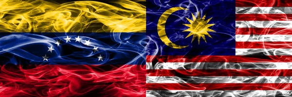 Venezuela Malaysia Colorful Concept Smoke Flags Placed Side Side — Stock Photo, Image