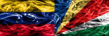 Venezuela vs Seyşeller renkli kavramı duman bayrakları yan yana yerleştirilmiş