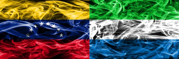 Венесуела Сьєрра Леоне Барвисті Концепція Дим Прапори Розміщені Поруч — стокове фото