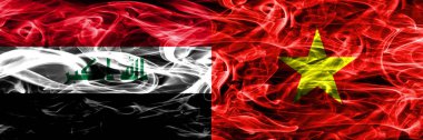 Irak vs Vietnam renkli kavramı duman bayrakları yan yana yerleştirilmiş