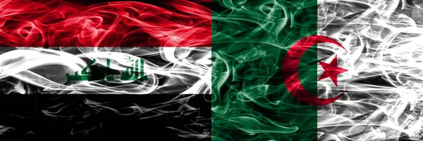 Irak Gegen Algerien Buntes Konzept Rauchfahnen Nebeneinander Platziert — Stockfoto