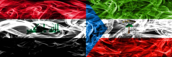 Irak Gegen Äquatorialguinea Buntes Konzept Rauchfahnen Nebeneinander Platziert — Stockfoto