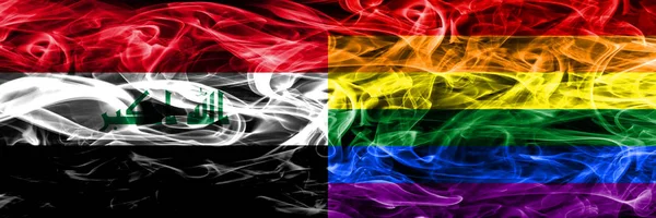 Iraq Gay Colorido Concepto Humo Banderas Colocadas Lado Lado — Foto de Stock