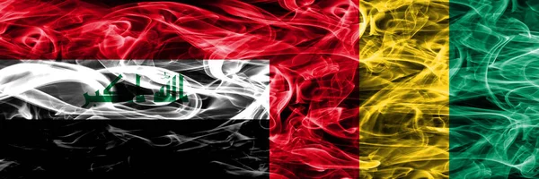 Irak Guinea Színes Füst Koncepció Zászlók Egymás Mellé — Stock Fotó