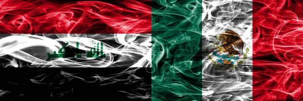 Irak Gegen Mexiko Buntes Konzept Rauchfahnen Nebeneinander Platziert — Stockfoto