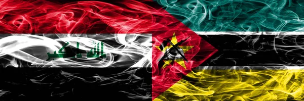 Iraku Mozambiku Kolorowy Koncepcja Dym Flagi Umieszczone Obok Siebie — Zdjęcie stockowe