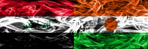 Irak Niger Buntes Konzept Rauchfahnen Nebeneinander Platziert — Stockfoto