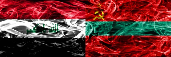 Iraq Transnistria Colorido Concepto Banderas Humo Colocadas Lado Lado — Foto de Stock