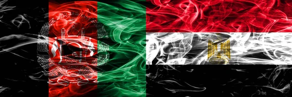 Afghanistan Egypten Rök Flaggor Placeras Sida Vid Sida Tjock Färgad — Stockfoto