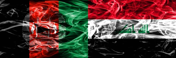 Afghanistan Irak Rök Flaggor Placeras Sida Vid Sida Tjock Färgad — Stockfoto