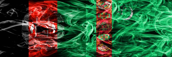 Afghanistan Turkmenistan Rauchfahnen Nebeneinander Platziert Dicke Seidige Rauchfahnen Aus Afghanistan — Stockfoto
