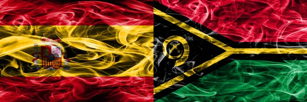 Španělsko Vanuatu Kouřit Příznaky Které Jsou Umístěny Vedle Sebe Silný — Stock fotografie