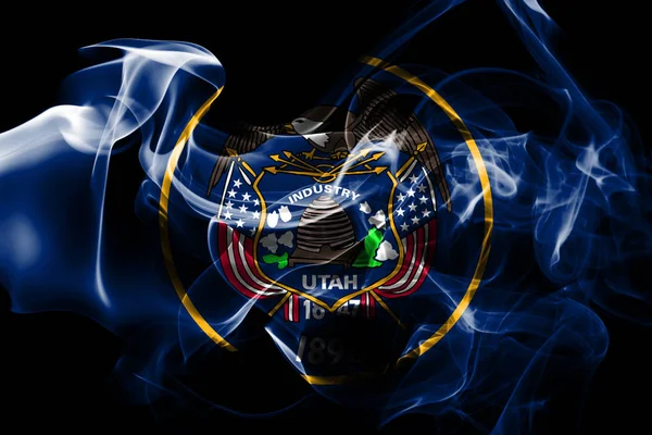 Utah State Rök Flagga Amerikas Förenta Stater — Stockfoto