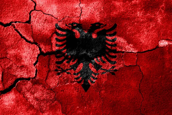 Albania rusted texture flag, rusty background
