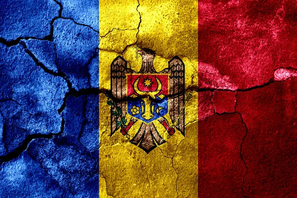 Mołdawia Rusted Tekstura Tło Flaga Zardzewiały — Zdjęcie stockowe
