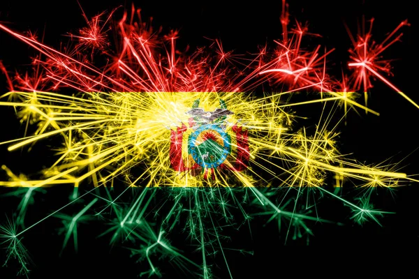 Šumivá Vlajky Bolívie Ohňostroje Nový Rok 2019 Vánoční Večírek Koncept — Stock fotografie