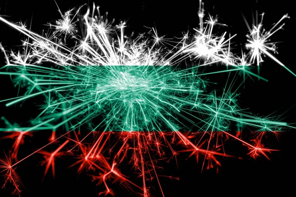 Bulgarien Feuerwerk Funkelt Flagge Silvester 2019 Und Weihnachtsfeier Konzept — Stockfoto