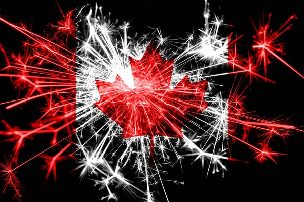 Canada Fuochi Artificio Bandiera Scintillante Capodanno 2019 Concetto Festa Natale — Foto Stock