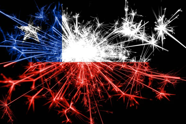 Chile Fogos Artifício Bandeira Espumante Ano Novo 2019 Conceito Festa — Fotografia de Stock