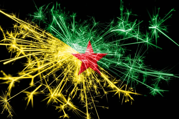 Fogo Artifício Guiana Francesa Bandeira Cintilante Ano Novo 2019 Conceito — Fotografia de Stock